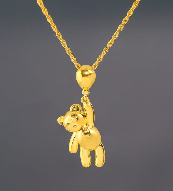 Large charm 18K gold solid bear pendant charm,  AU750 Gold solid yellow gold  charm pendant,  75% of gold and 18K solid gold  rope chain