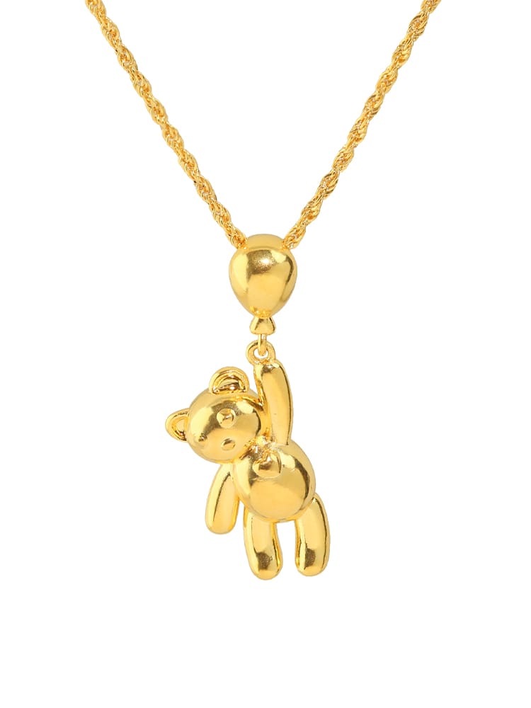 Large charm 18K gold solid bear pendant charm,  AU750 Gold solid yellow gold  charm pendant,  75% of gold and 18K solid gold  rope chain