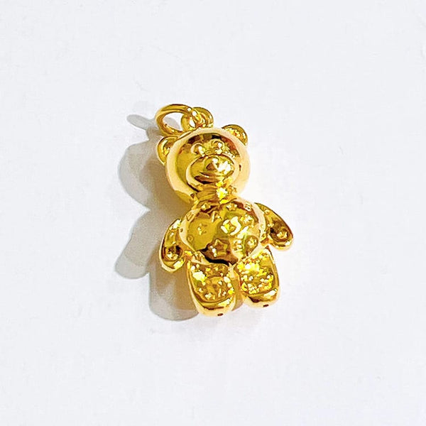 Large charm 18K gold solid bear pendant charm,  AU750 Gold solid yellow gold  charm pendant