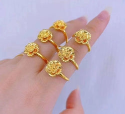 Genuine 24K gold peony flower charm ring, Au999 gold, 99% of gold 0.5 gram or 1 gram, real K gold ring, women, gifts for loved ones Active Restock requests: 0