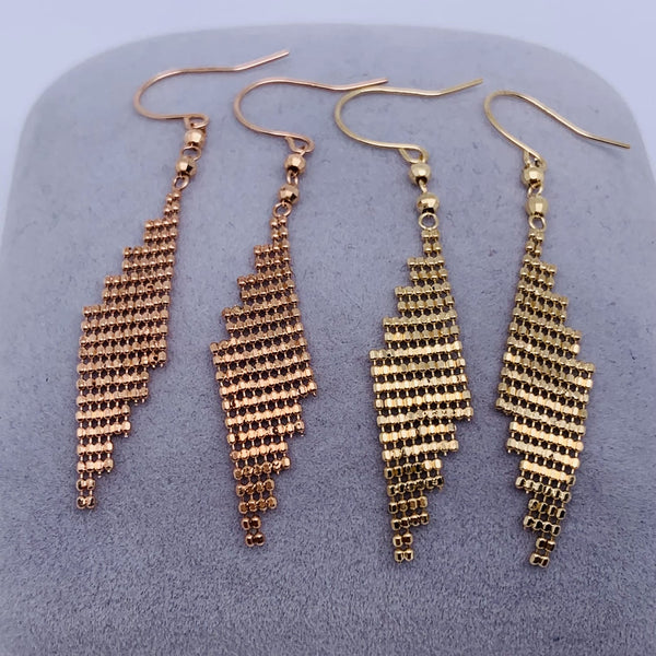Genuine 18K gold solid knotted sparkle earring, Au750 dangle drop earrings, 75% of gold, 18K gold hook earring, Italian style earring