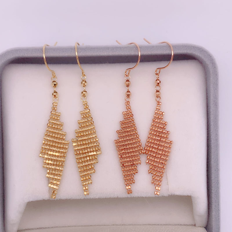 Genuine 18K gold solid knotted sparkle earring, Au750 dangle drop earrings, 75% of gold, 18K gold hook earring, Italian style earring