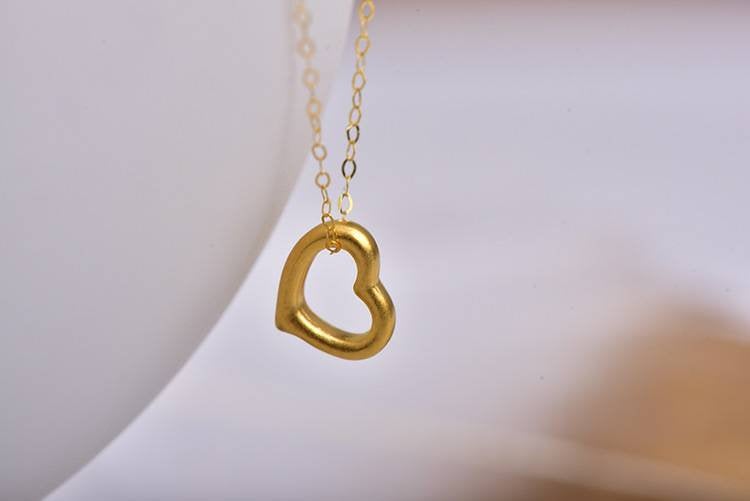 Genuine Necklace set 18K gold solid  AU750 stamped  fine chain + Pure gold  999 gold pendant heart charm necklace chain,gift for mother