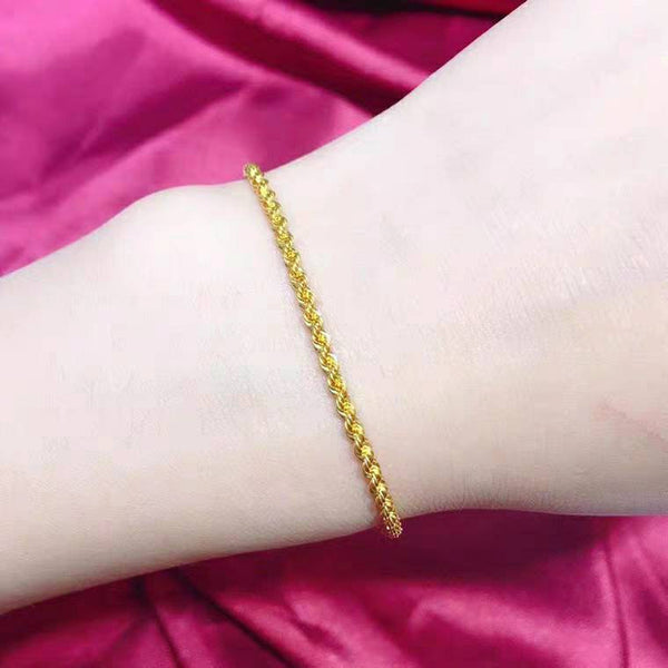 Genuine 18K gold solid bracelet, Au750 stamped gold, 75% of gold rope twist, cord, chain bracelet, 18K yellow gold,  adjustable