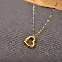 Genuine Necklace set 18K gold solid  AU750 stamped  fine chain + Pure gold  999 gold pendant heart charm necklace chain,gift for mother