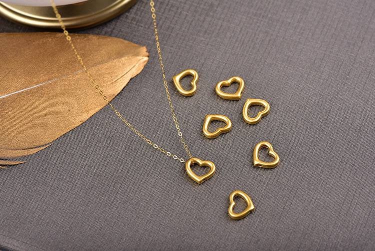 Genuine Necklace set 18K gold solid  AU750 stamped  fine chain + Pure gold  999 gold pendant heart charm necklace chain,gift for mother