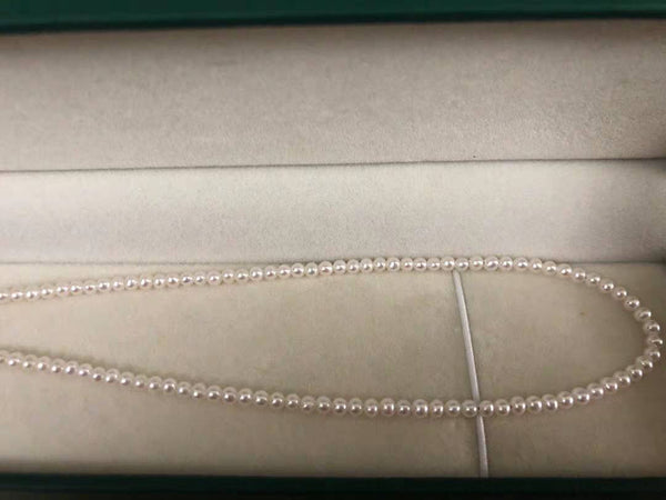 Genuine 18K gold solid pearl necklace with 18K gold solid  lock, Au750, 75% of gold extension chain, White pearls, 3-4mm baby pearl