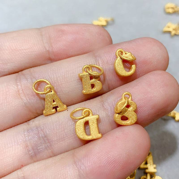 Genuine Pure gold 999 gold, Au999 gold 24K gold alphabet  Pendant charm for necklace  18K gold solid chain Au750 with pearl