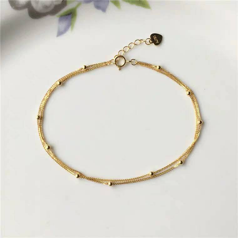 Authentic 18-karat gold small ball bracelet, Au750 seal, 75% gold, 18k gold balls, 18K rose gold gold, rose gold beads