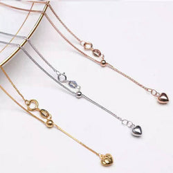 Necklace 18K gold solid Spiga / Wheat chain,  Au750 stamped, 75% of gold chain rose gold white gold  45cm long 18 inches,  adjustable heart