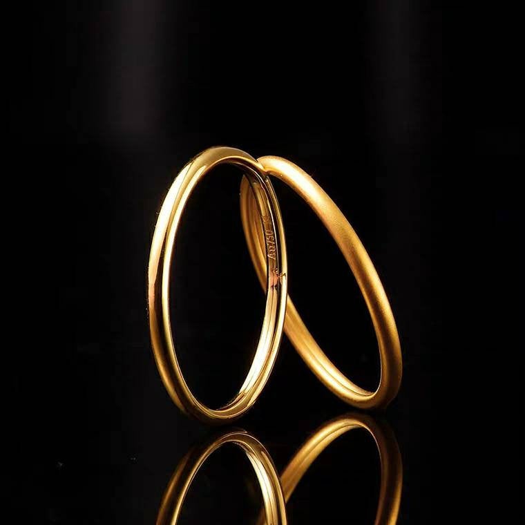 Genuine 18K gold solid ring, thin,  Au750 gold, 75% of gold, real K gold, fine slim ring, for men, women, gifts for loved ones