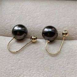 Genuine 18Kgold solid earring studs Au750 stamped gold with natural Tahitian black salt water pearls, 75% of gold