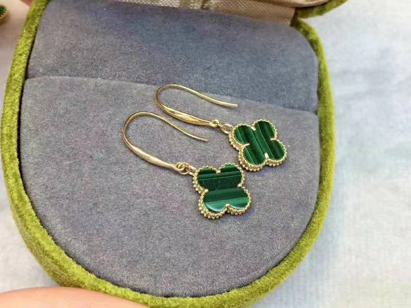 Genuine 18k gold solid clover earring hooks, 18Kt yellow gold Au750 stamped,75% of gold,18K gold solid dangle earrings