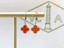 Genuine 18k gold solid clover earring hooks, 18Kt yellow gold Au750 stamped,75% of gold,18K gold solid dangle earrings