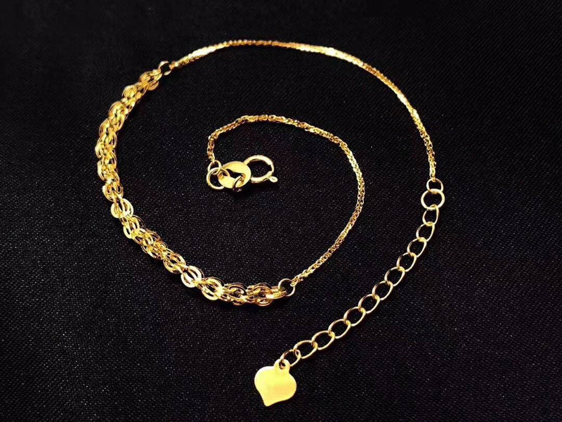 Genuine 18K gold solid bracelet, Au750 stamped gold, 75% of gold chain bracelet,   18K gold Phoenix tail, Spiga / Wheat chain rose gold