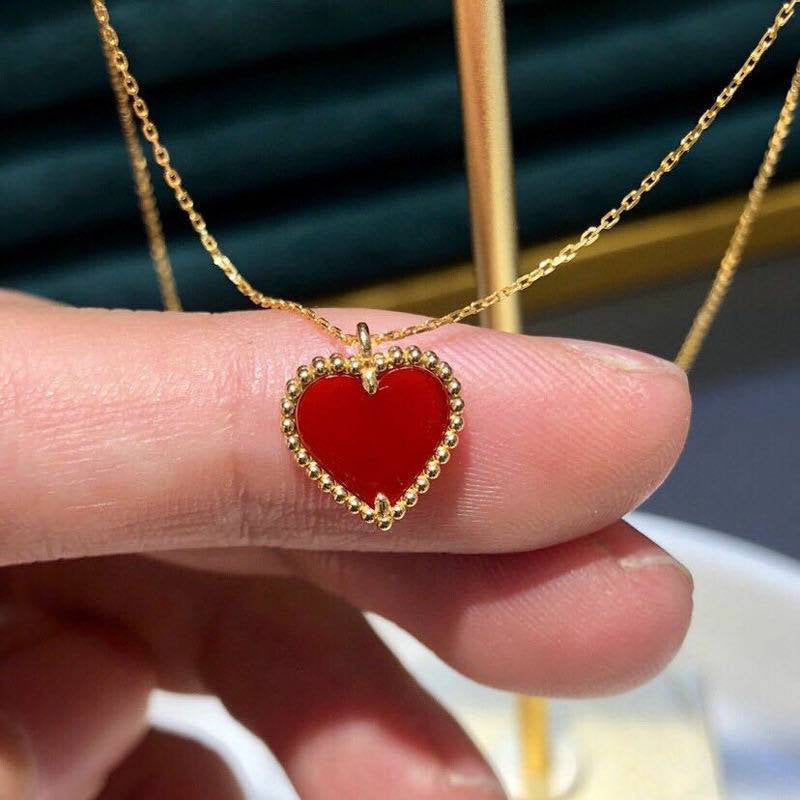 18k Gold Necklace Pendant, Gold Fine Necklace Heart