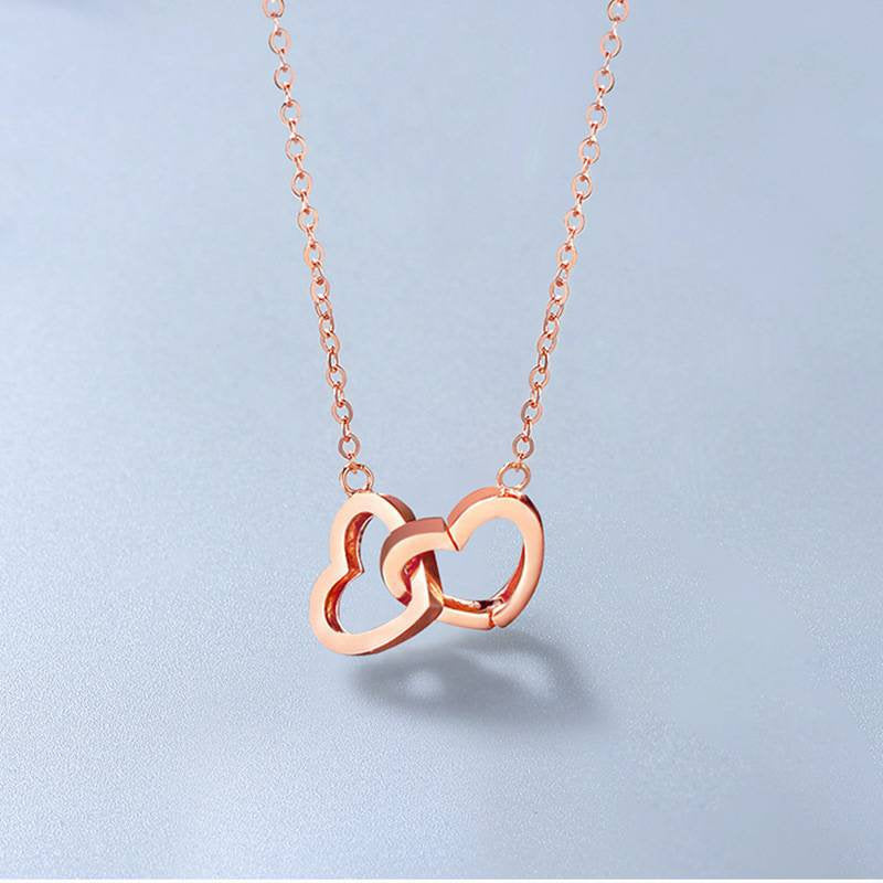 Double Heart Charms Pendant Necklace, 18 - Gold Over Silver