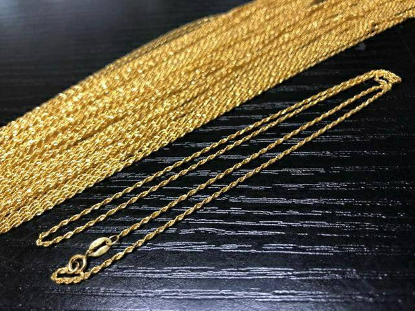 Genuine 18K gold solid rope chain,  Au750 stamped, 75% of gold, Real K gold,  45CM long 18 inches, necklace