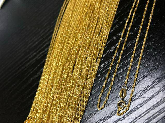 Genuine 18K gold solid rope chain,  Au750 stamped, 75% of gold, Real K gold,  45CM long 18 inches, necklace