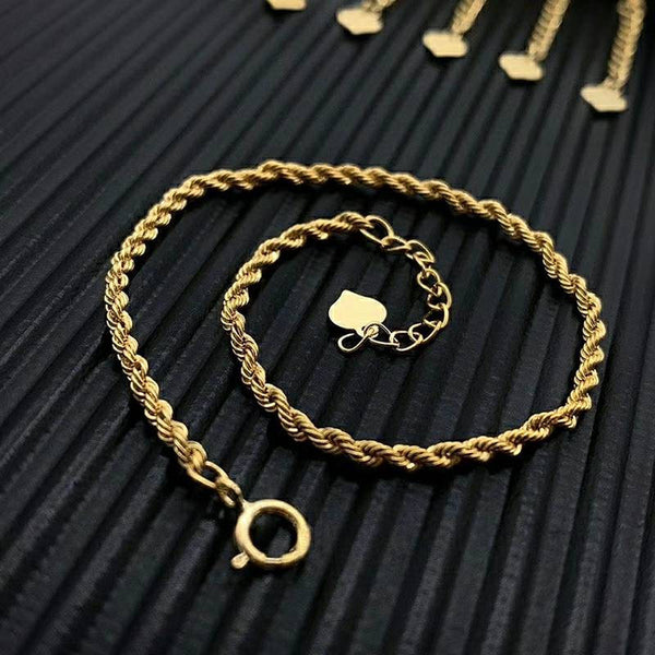 Genuine 18K gold solid bracelet, Au750 stamped gold, 75% of gold rope twist, cord, chain bracelet, 18K yellow gold,  adjustable