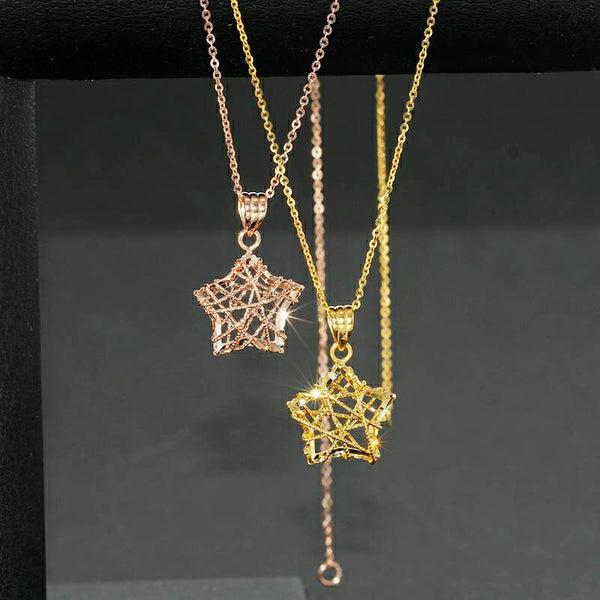 Necklace 18K Genuine gold solid Au750 stamped rose gold, with 18K gold solid star pendant charm,  45CM 18 inches