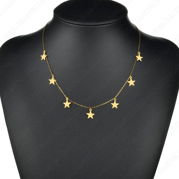 Celestial Necklace 18K gold solid fine dainty chain, AU750 gold star drop pendant charm, with 18K gold solid star choker,minimalist