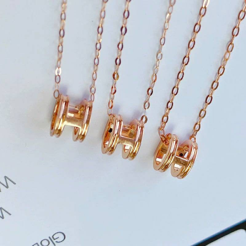 18K rose gold solid, Au750 stamped Alphabet Letter H pendant tube charm 18K gold solid Au750 stamped necklace, 75% of gold chain