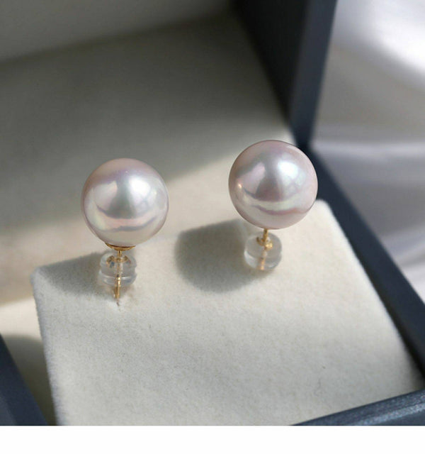 Huge pearls 11-12mm 18K gold solid pearl earrings studs, Au750 stamped gold, 75% of gold earrings, natural fresh water Edison white pearls