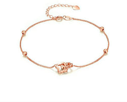 Genuine 18K gold solid double clover bracelet, Au750 stamped gold, 75% of gold chain braclet, 18K rose gold clover