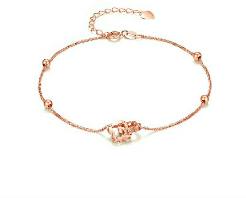 Genuine 18K gold solid double clover bracelet, Au750 stamped gold, 75% of gold chain braclet, 18K rose gold clover