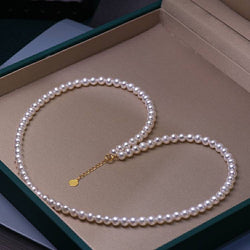 Genuine 18K gold solid pearl necklace with 18K gold solid  lock, Au750, 75% of gold extension chain, White pearls, 3-4mm baby pearl