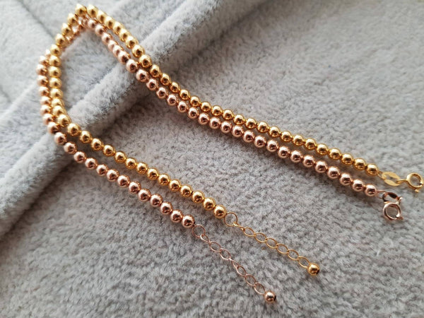 Genuine 18K gold solid ball bangle bracelet, Au750 gold, 75% gold strand bracelet,  18K rose gold solid chain, whole  body 18K gold solid