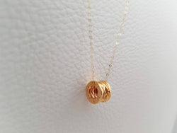 18K rose gold solid, Au750 stamped spiral rome pendant tube charm 18K gold solid Au750 stamped necklace, 75% of gold chain