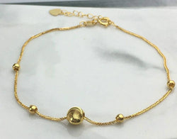 Genuine 18K gold solid beaded bracelet, Au750 stamped gold Spiga / Wheat chain, 75% of gold ball bracelet, 18K gold bead