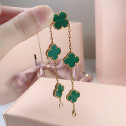 Genuine 18K gold solid clover charm bracelet, Au750 stamped gold, 75% of gold bracelet, 18K gold solid malachite, mother of pearl clover