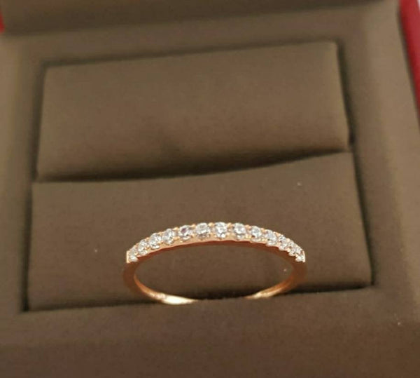 Genuine 18K solid gold band ring, Au750 gold stamped Eternity Ring, 18K rose gold cluster zircon ring, stacking ring in 18K gold solid