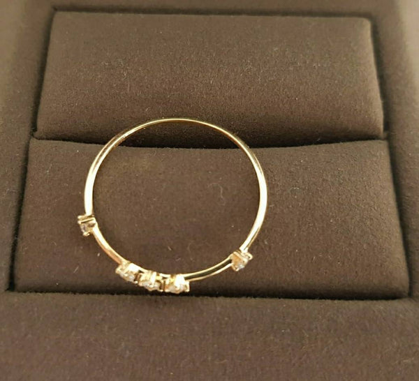 Genuine 18K gold solid zircon stacking ring,  Au750 gold sparkling ring, 75% of gold, rose gold thin zircon cluster ring