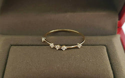 Genuine 18K gold solid zircon stacking ring,  Au750 gold sparkling ring, 75% of gold, rose gold thin zircon cluster ring