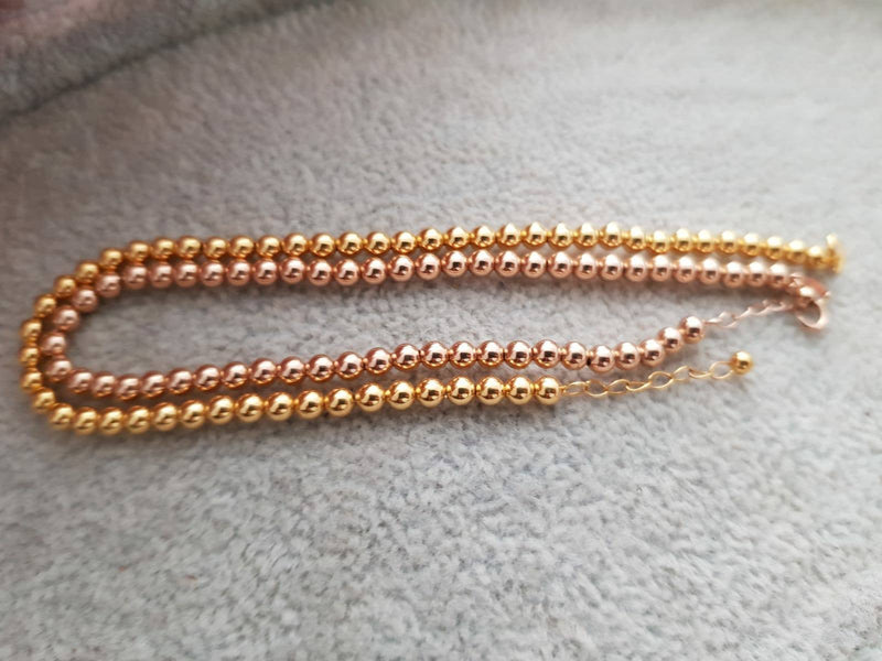 Genuine 18K gold solid ball bangle bracelet, Au750 gold, 75% gold strand bracelet,  18K rose gold solid chain, whole  body 18K gold solid