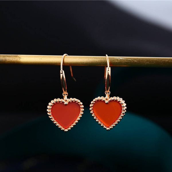 Genuine 18k gold solid heart dangle earring,  18K yellow gold Au750 stamped, 75% of gold,18K gold solid drop earring, 18K rose gold