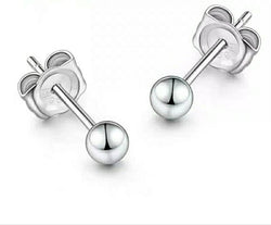 Solid platinum PT950 bead stud earrings, solid PT950 stamped platinum, secure comfort fit  friction backs, hypoallergenic, 0.9g