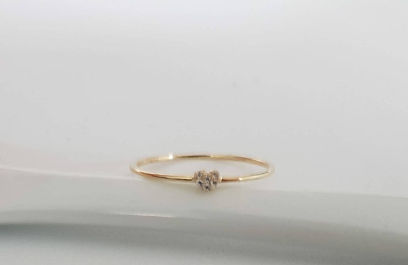 Genuine 18K gold solid heart sparkle heart ring, Au750 gold 75% of gold, 18K rose gold solid thin ring inlaid with zircon ring, wedding ring