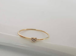 Genuine 18K gold solid heart sparkle heart ring, Au750 gold 75% of gold, 18K rose gold solid thin ring inlaid with zircon ring, wedding ring