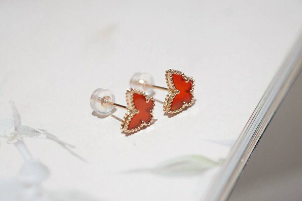 Genuine 18k gold solid butterfly earring studs. 18K gold butterfly earring,Au750 stamped,75% of gold, 18K agate, mother of pearl