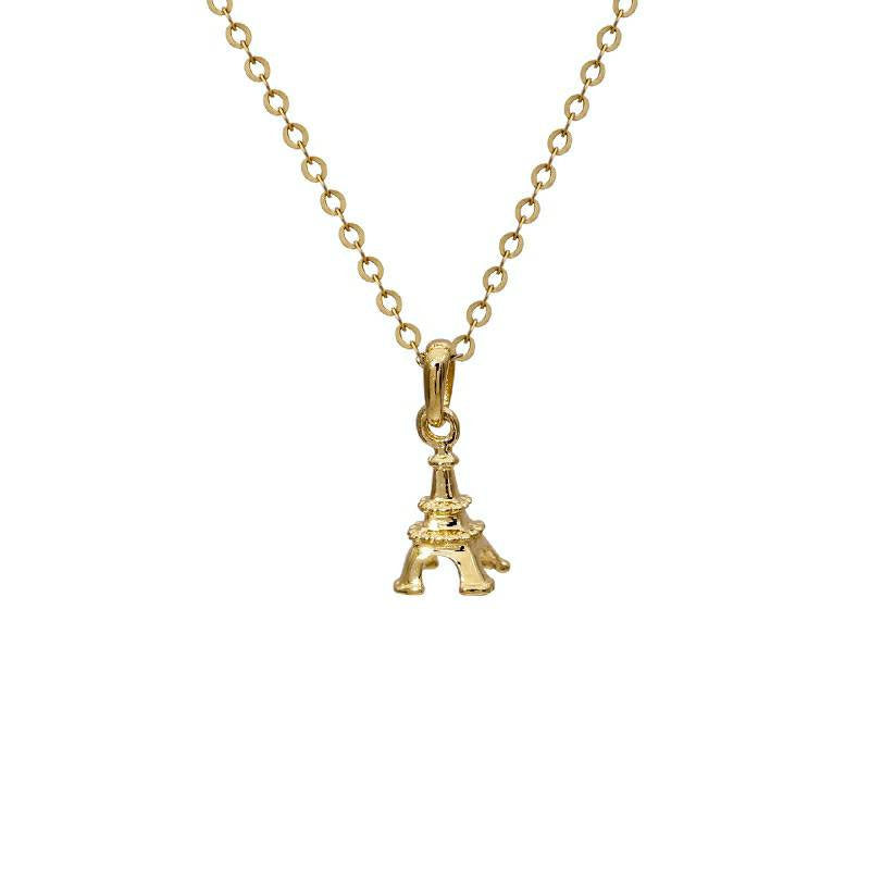 Genuine 14K gold solid Torre Eiffel pendant necklace set, stamped Au585, 14K gold jewelry set, Real 14K gold solid dainty fine chain