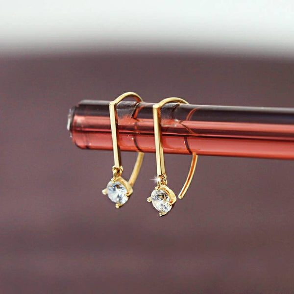 Genuine 14K gold solid earrings hooks,  Au585 gold solid dangle earring  with zircon