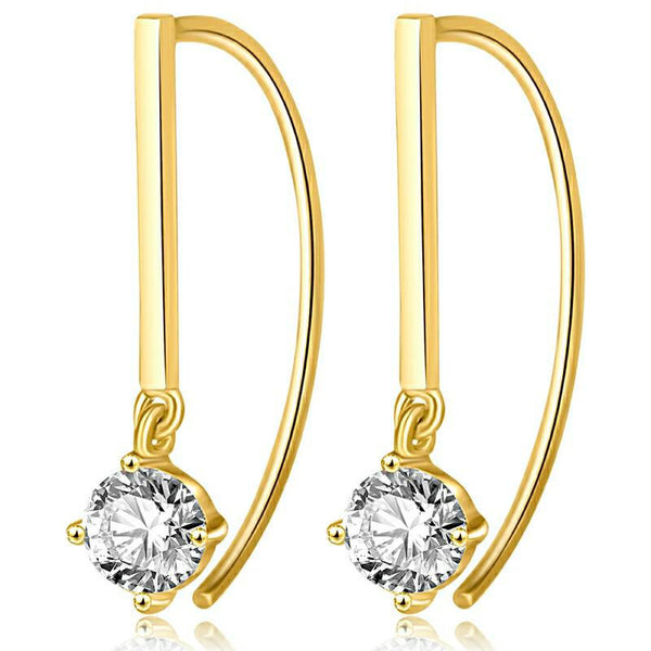 Genuine 14K gold solid earrings hooks,  Au585 gold solid dangle earring  with zircon