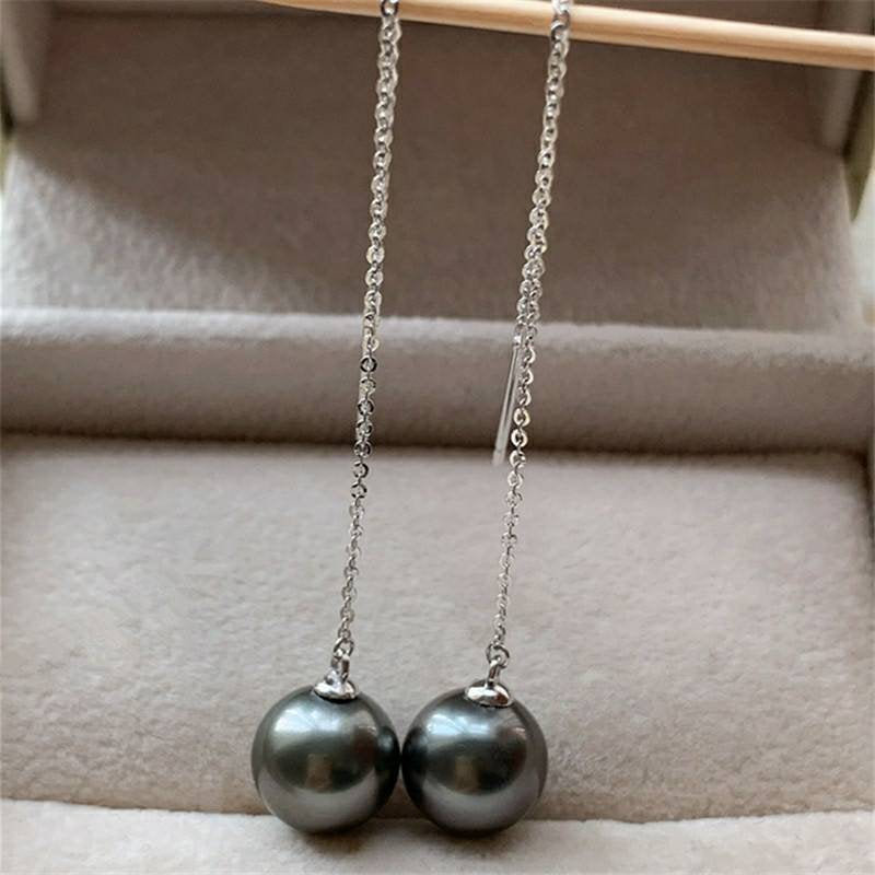 Genuine 18K gold solid chandelier earrings, Au750 with natural tahitian black  salt water pearls, 75% of gold