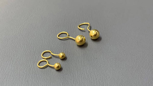 24K gold solid gold ball earring studs, Au999 gold solid earring, bead earring