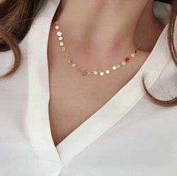 Genuine Necklace 18K gold solid Au750 stamped, 75% of gold, Real K gold solid THIN chain,  round disc pieces necklace